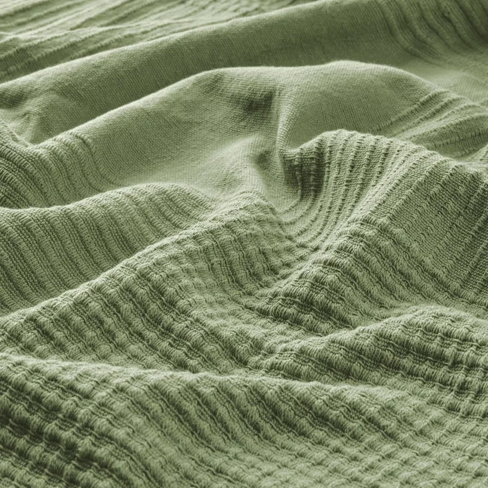 Soft Olive Green Textured Throw Blanket